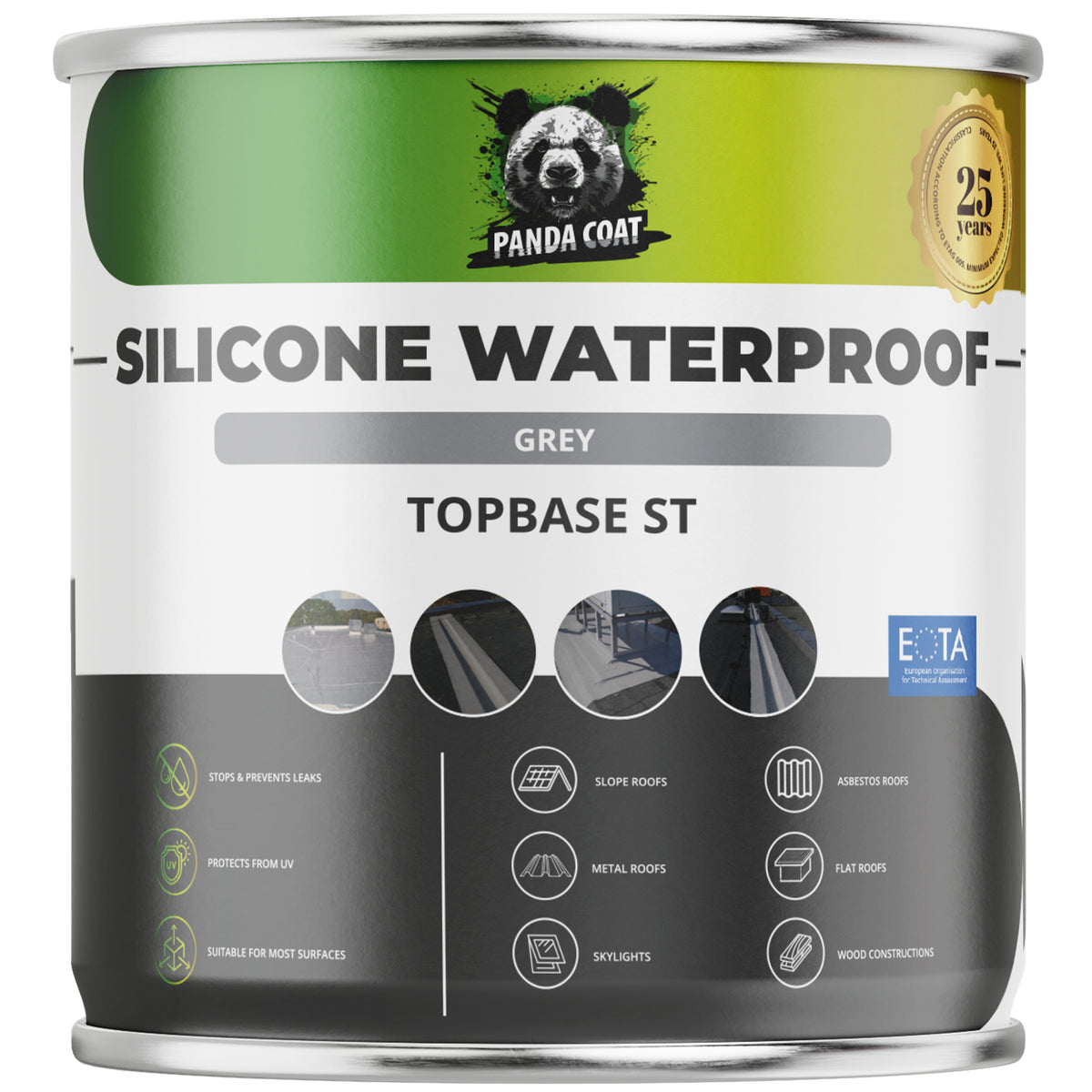 TopBase ST – Silikoninė Hidroizoliacinė Danga, Pilka/Balta, 1-22 kg