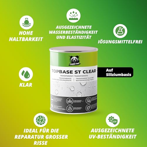 TopBase ST Clear – Skaidrus Silikoninis Hermetikas Kasetėje Stiklui ir Latakams, 0,18-0,4 kg