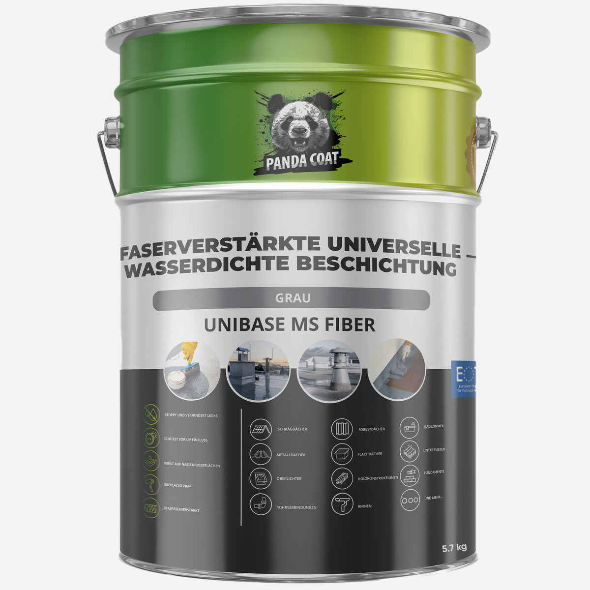 UniBase MS Fiber – Fiberglass-Reinforced Waterproofing, Grey, 1kg/5.67kg