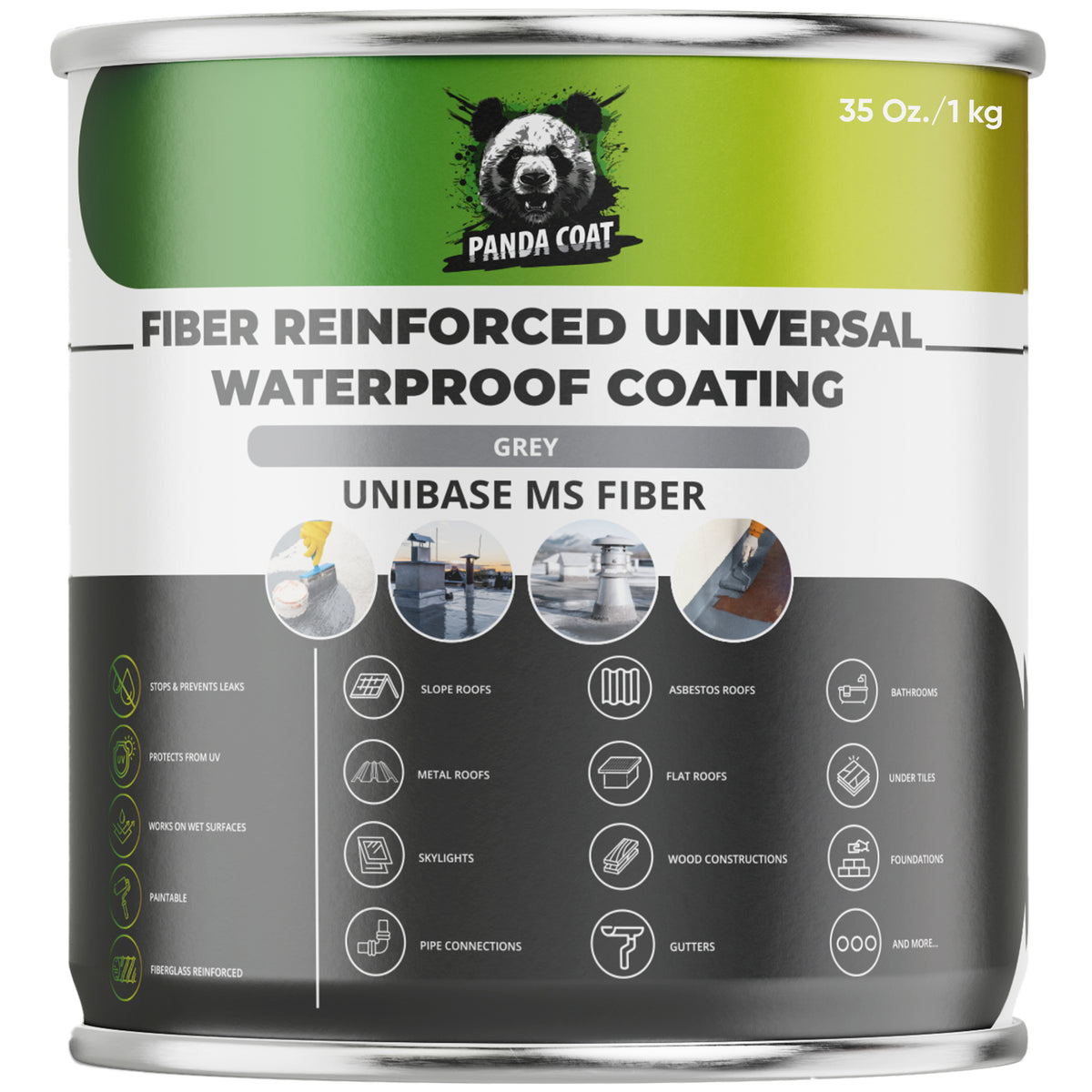 UniBase MS Fiber – Fiberglass-Reinforced Waterproofing, Grey, 1kg/5.67kg