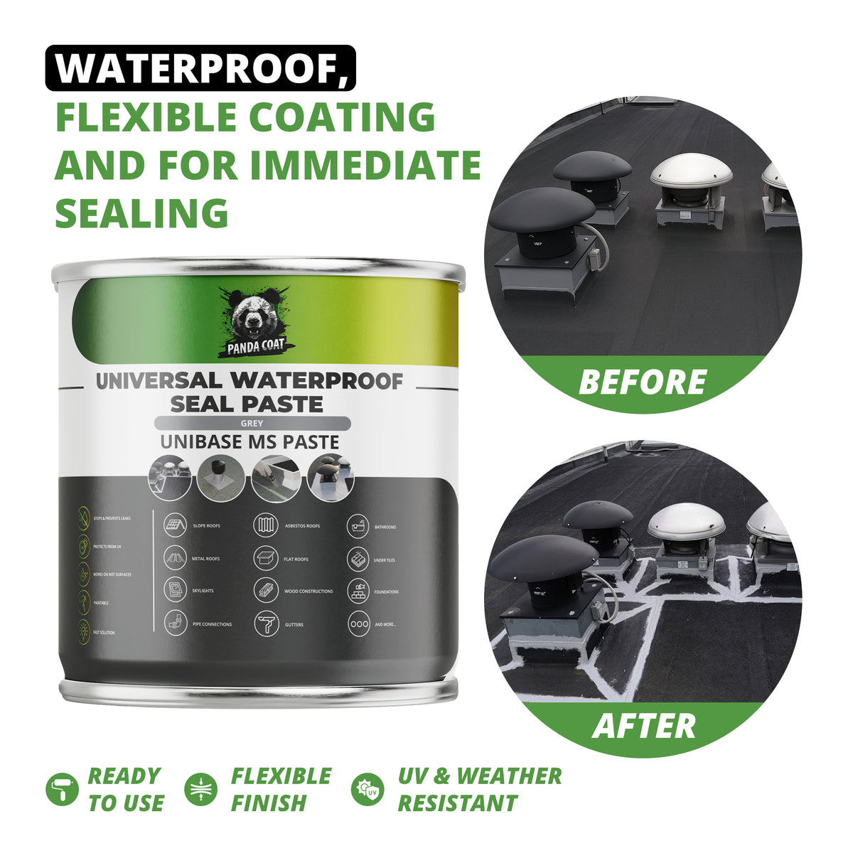 UniBase MS Paste – Thick Waterproofing Paste, Grey, 0.75 kg